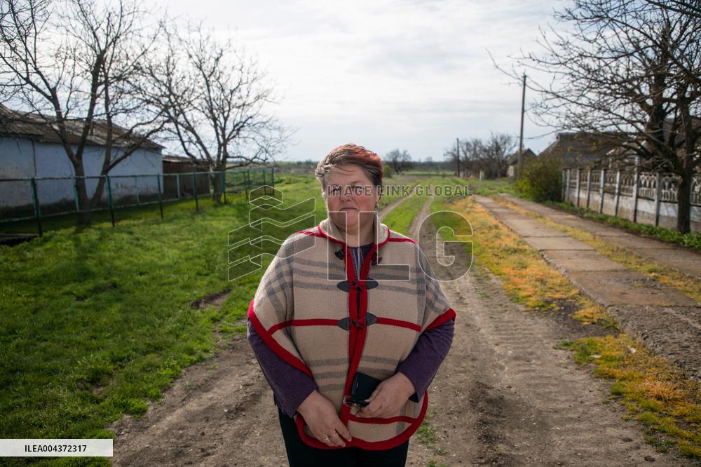 Aftermath of Russian occupation of Maksymivka village in Mykolaiv region