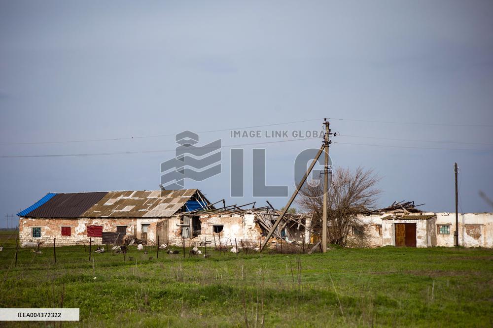 Aftermath of Russian occupation of Maksymivka village in Mykolaiv region