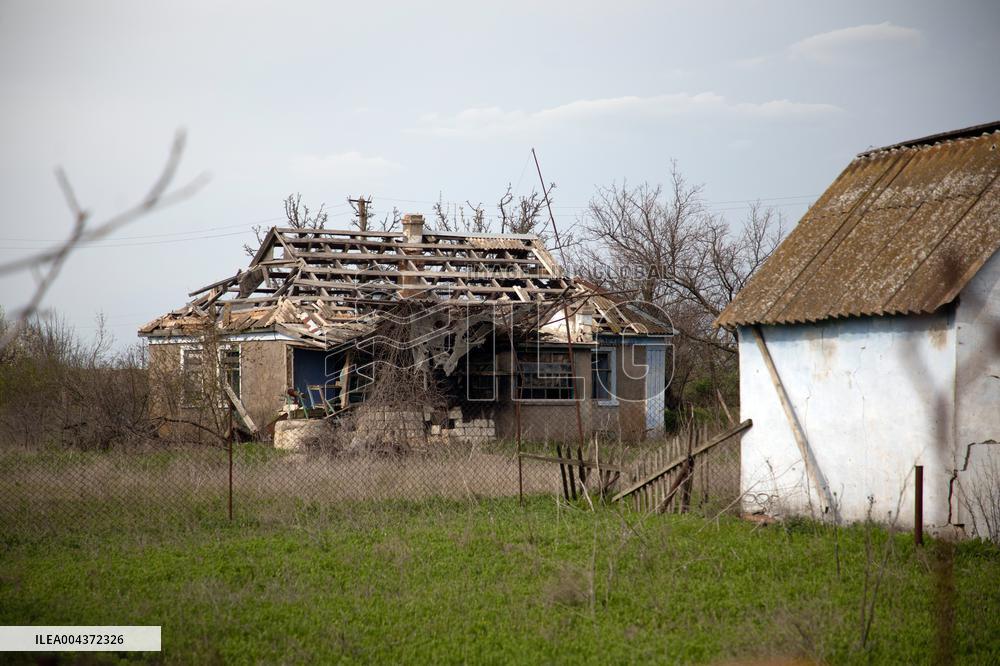 Aftermath of Russian occupation of Maksymivka village in Mykolaiv region