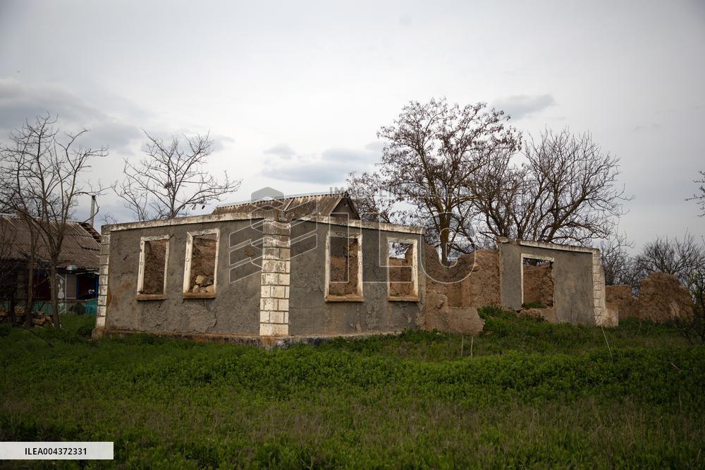 Aftermath of Russian occupation of Maksymivka village in Mykolaiv region