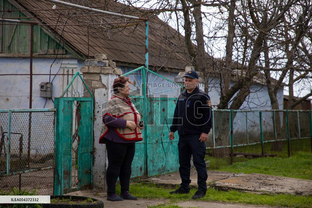 Aftermath of Russian occupation of Maksymivka village in Mykolaiv region