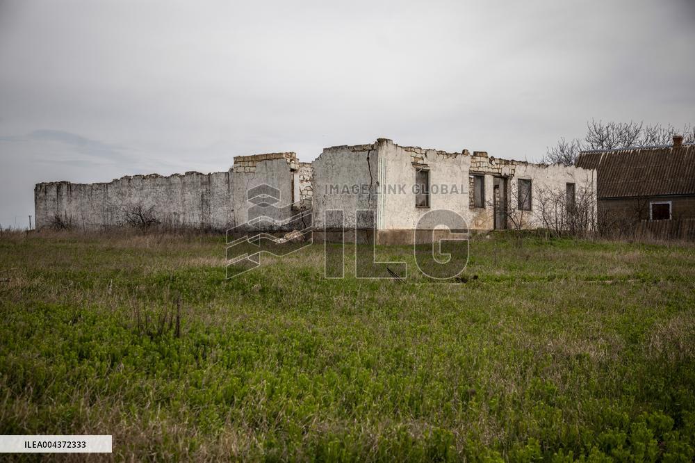 Aftermath of Russian occupation of Maksymivka village in Mykolaiv region
