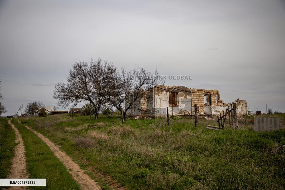 Aftermath of Russian occupation of Maksymivka village in Mykolaiv region