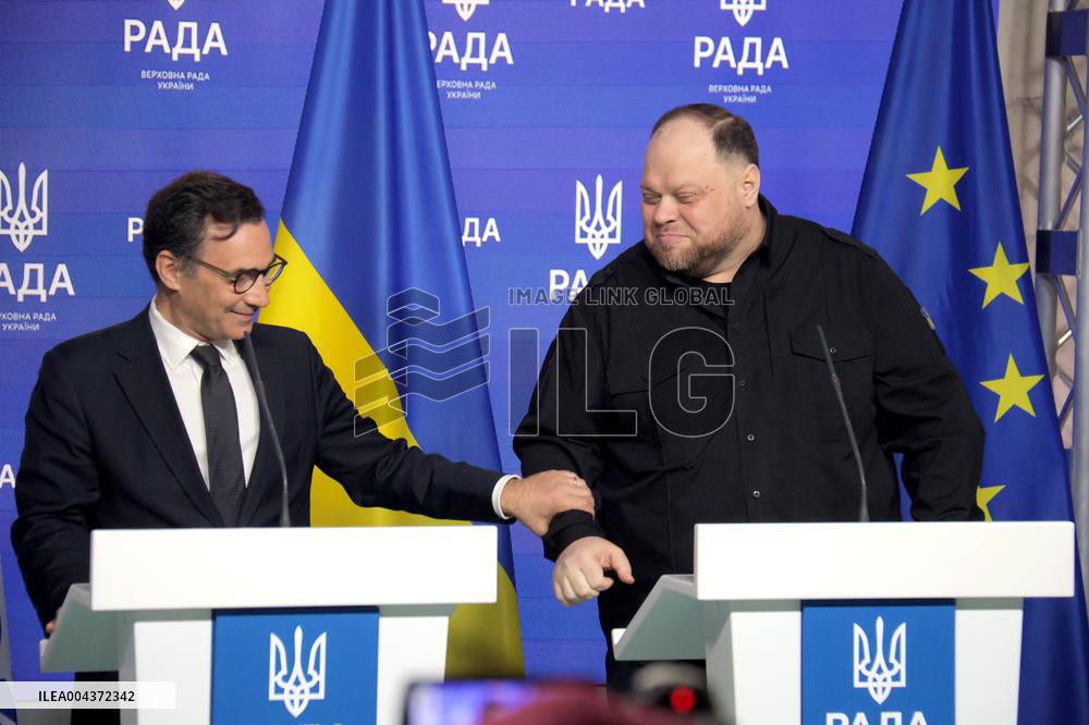 Joint briefing of Ruslan Stefanchuk and Marcos Perestrello in Kyiv