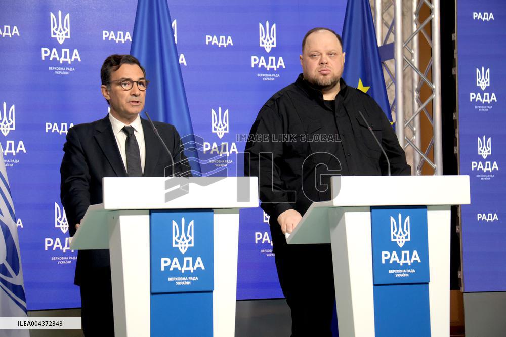 Joint briefing of Ruslan Stefanchuk and Marcos Perestrello in Kyiv