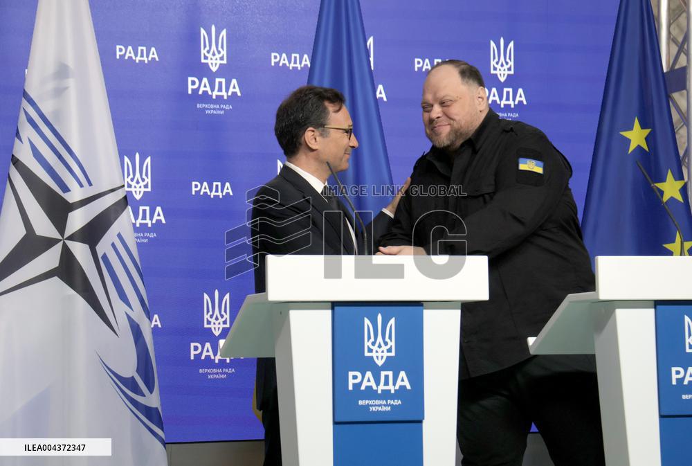 Joint briefing of Ruslan Stefanchuk and Marcos Perestrello in Kyiv