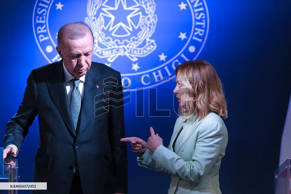 Giorgia Meloni and Turkish President Erdogan Press Conference - Rome