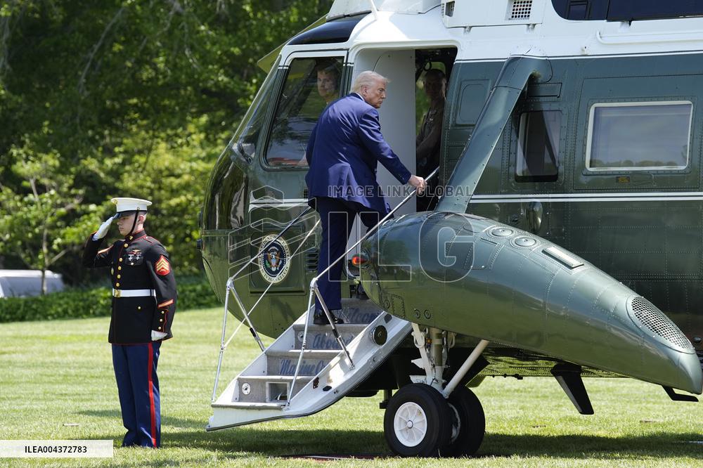 Donald Trump departs to Michigan - Washington
