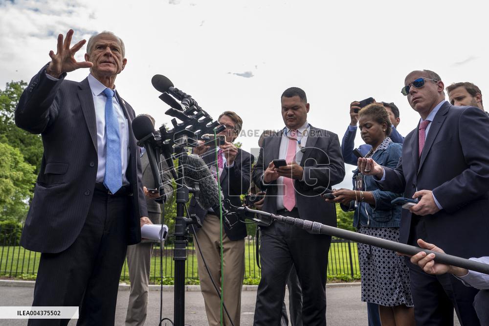 Peter Navarro Speaks to Reporters Outside the White House