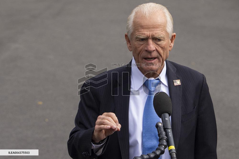 Peter Navarro Speaks to Reporters Outside the White House