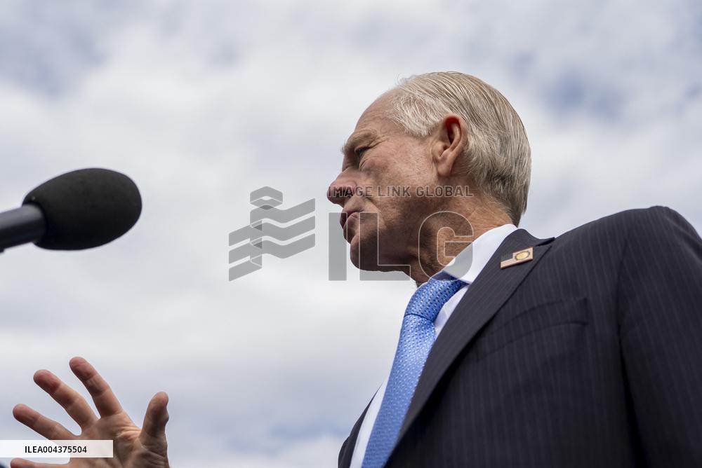 Peter Navarro Speaks to Reporters Outside the White House