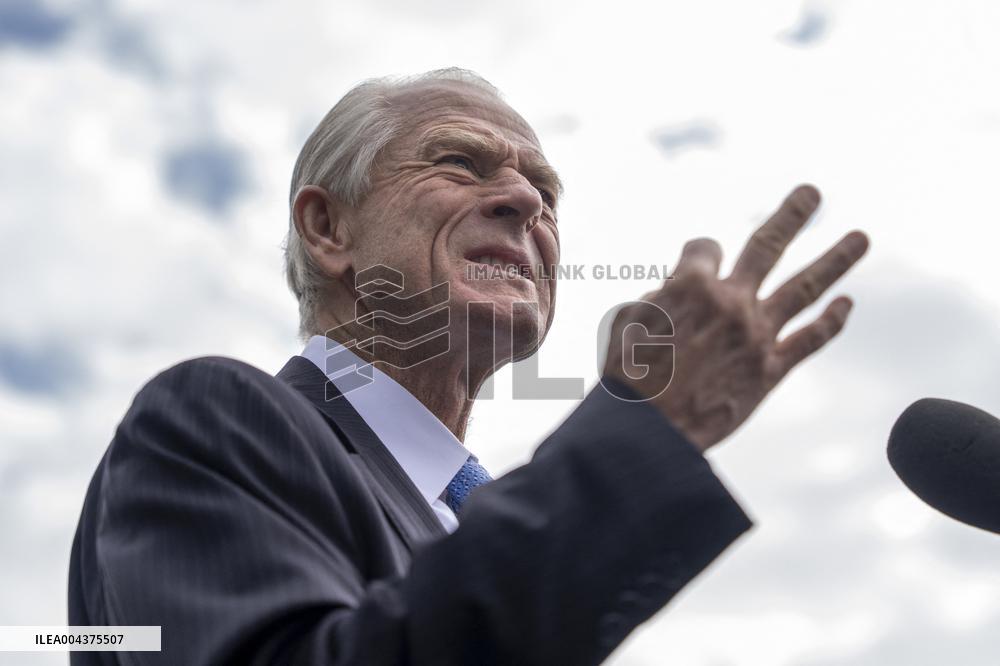Peter Navarro Speaks to Reporters Outside the White House