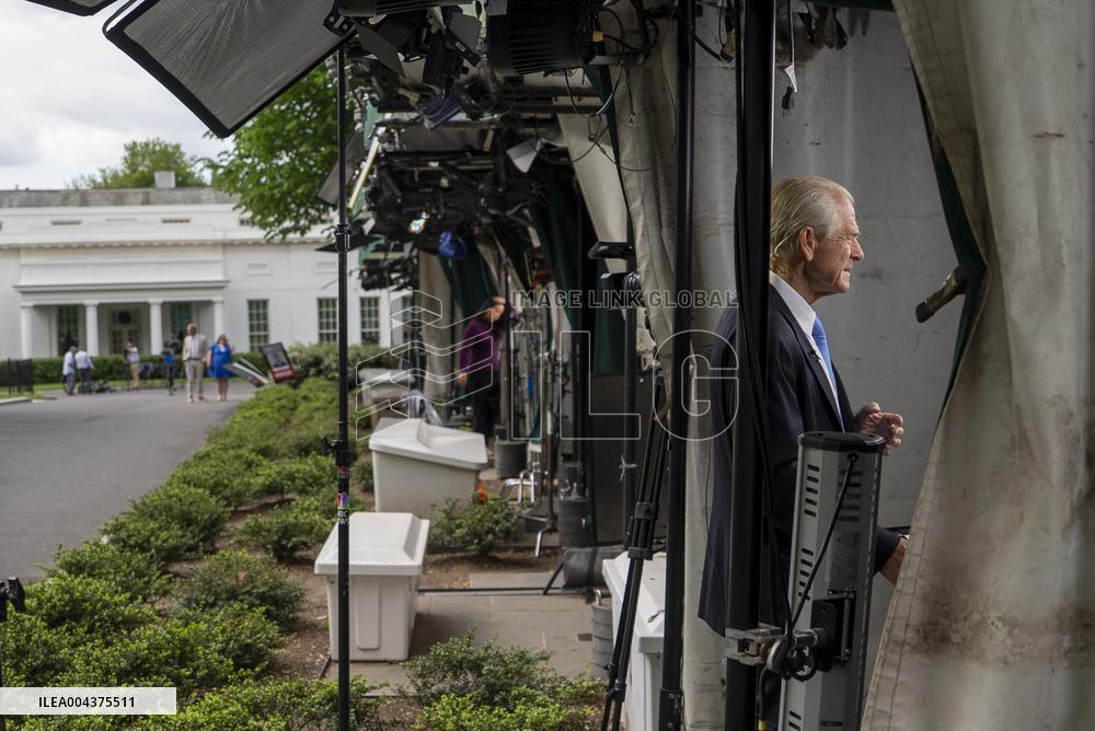 Peter Navarro Speaks to Reporters Outside the White House