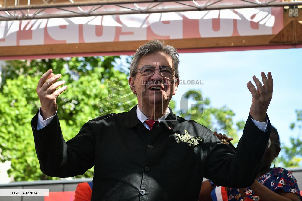 Jean-Luc Melenchon speaks on May Day in Paris FA