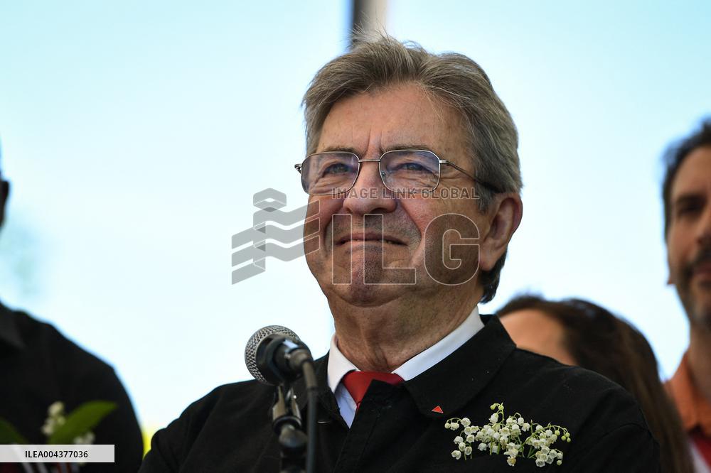 Jean-Luc Melenchon speaks on May Day in Paris FA