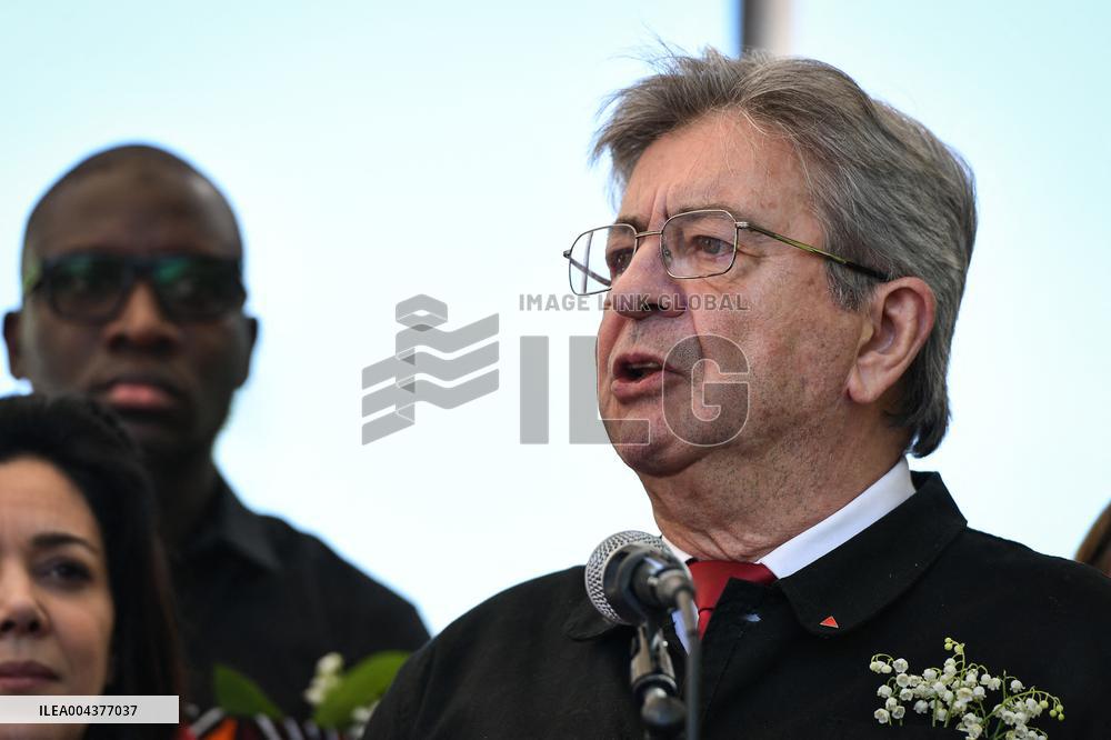 Jean-Luc Melenchon speaks on May Day in Paris FA