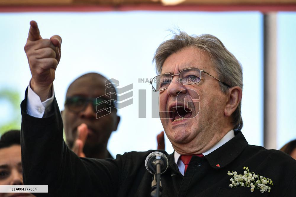 Jean-Luc Melenchon speaks on May Day in Paris FA