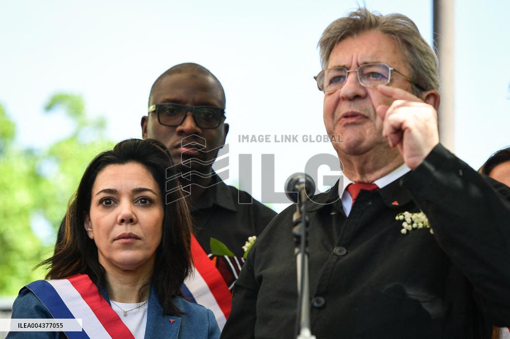 Jean-Luc Melenchon speaks on May Day in Paris FA