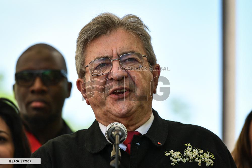 Jean-Luc Melenchon speaks on May Day in Paris FA