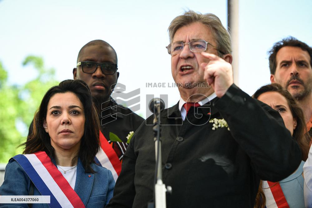Jean-Luc Melenchon speaks on May Day in Paris FA