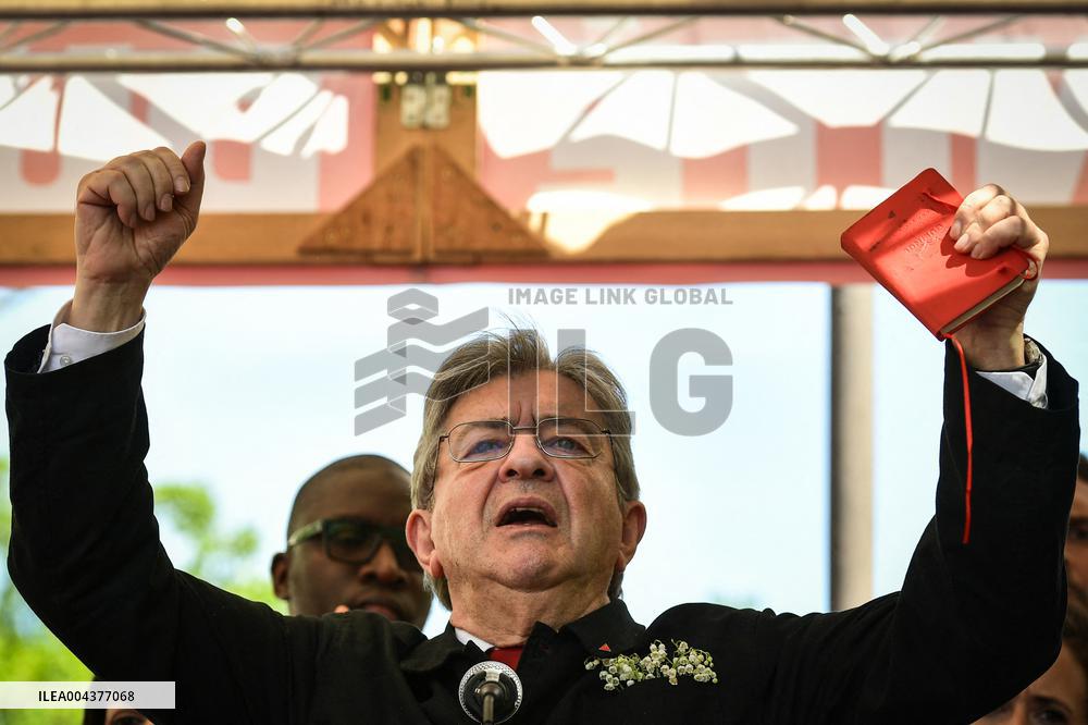 Jean-Luc Melenchon speaks on May Day in Paris FA
