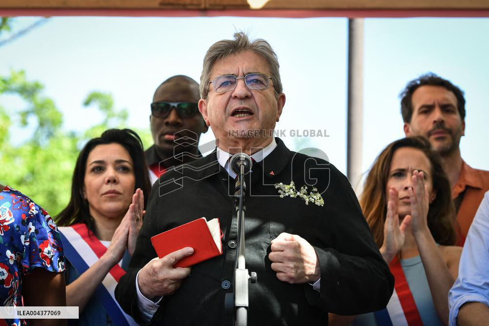 Jean-Luc Melenchon speaks on May Day in Paris FA