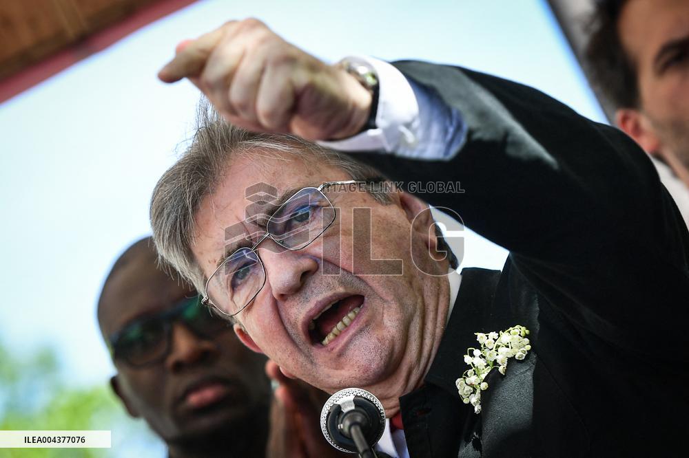 Jean-Luc Melenchon speaks on May Day in Paris FA