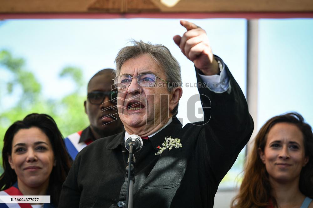 Jean-Luc Melenchon speaks on May Day in Paris FA