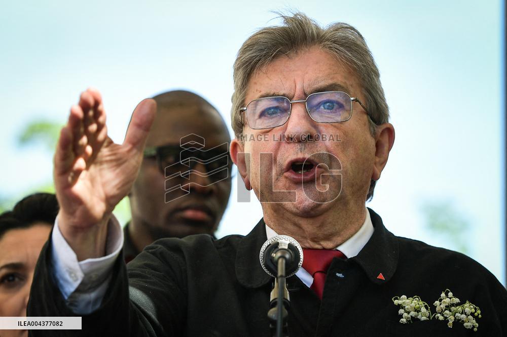 Jean-Luc Melenchon speaks on May Day in Paris FA