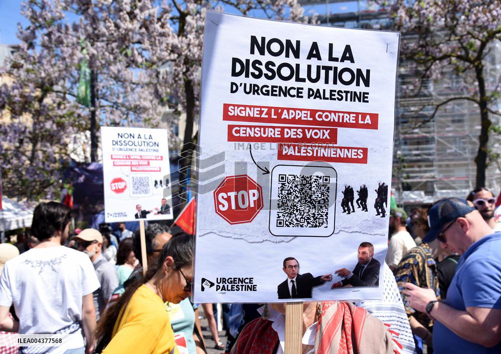 Call to Dissolve Urgence Palestine at May Day Rally - Paris