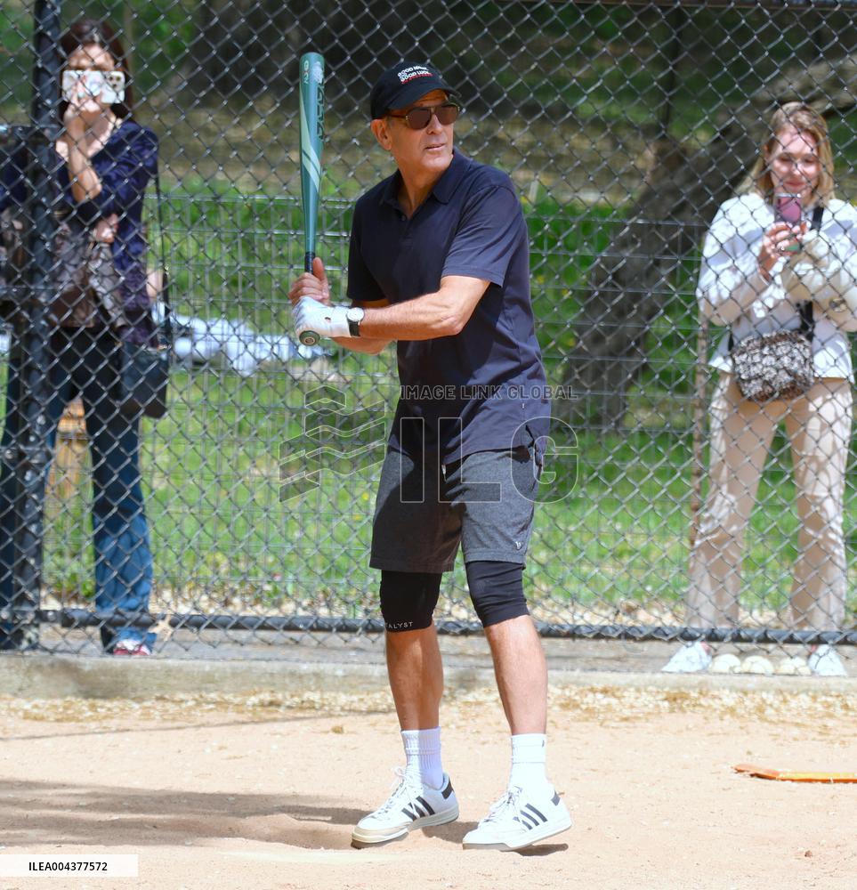 George Clooney Playing Baseball - NYC