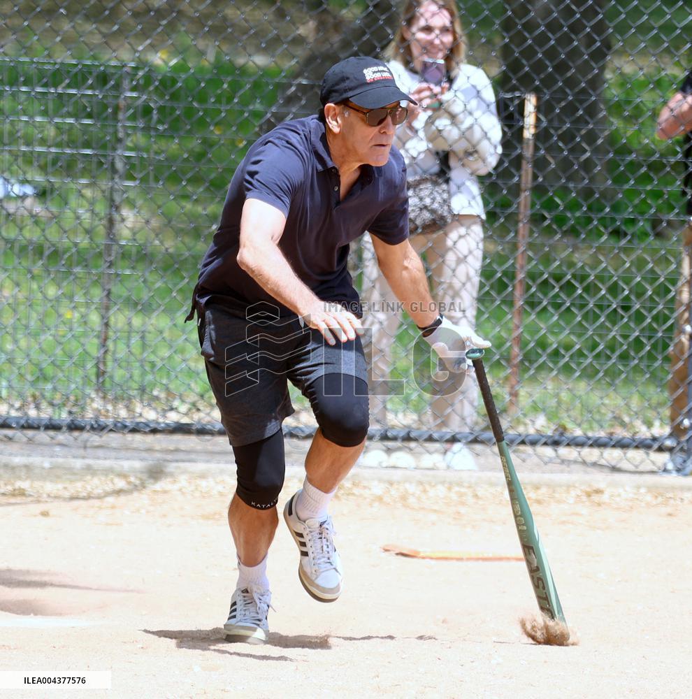 George Clooney Playing Baseball - NYC