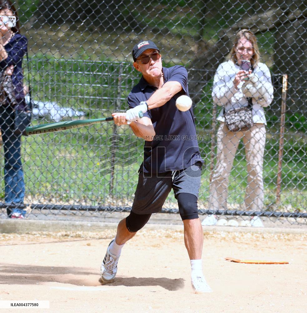 George Clooney Playing Baseball - NYC