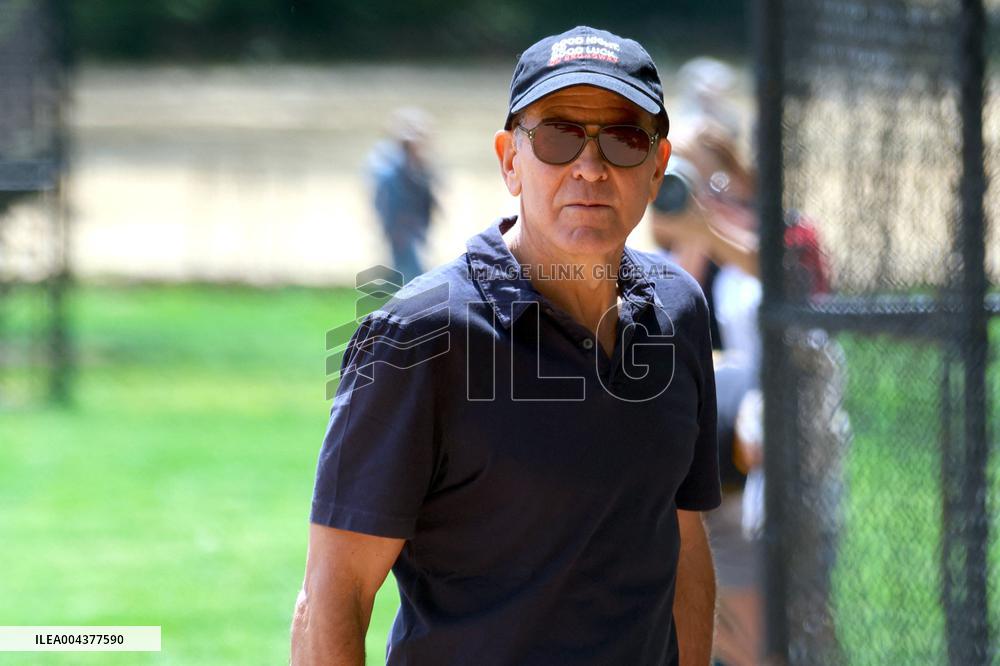 George Clooney Playing Baseball - NYC