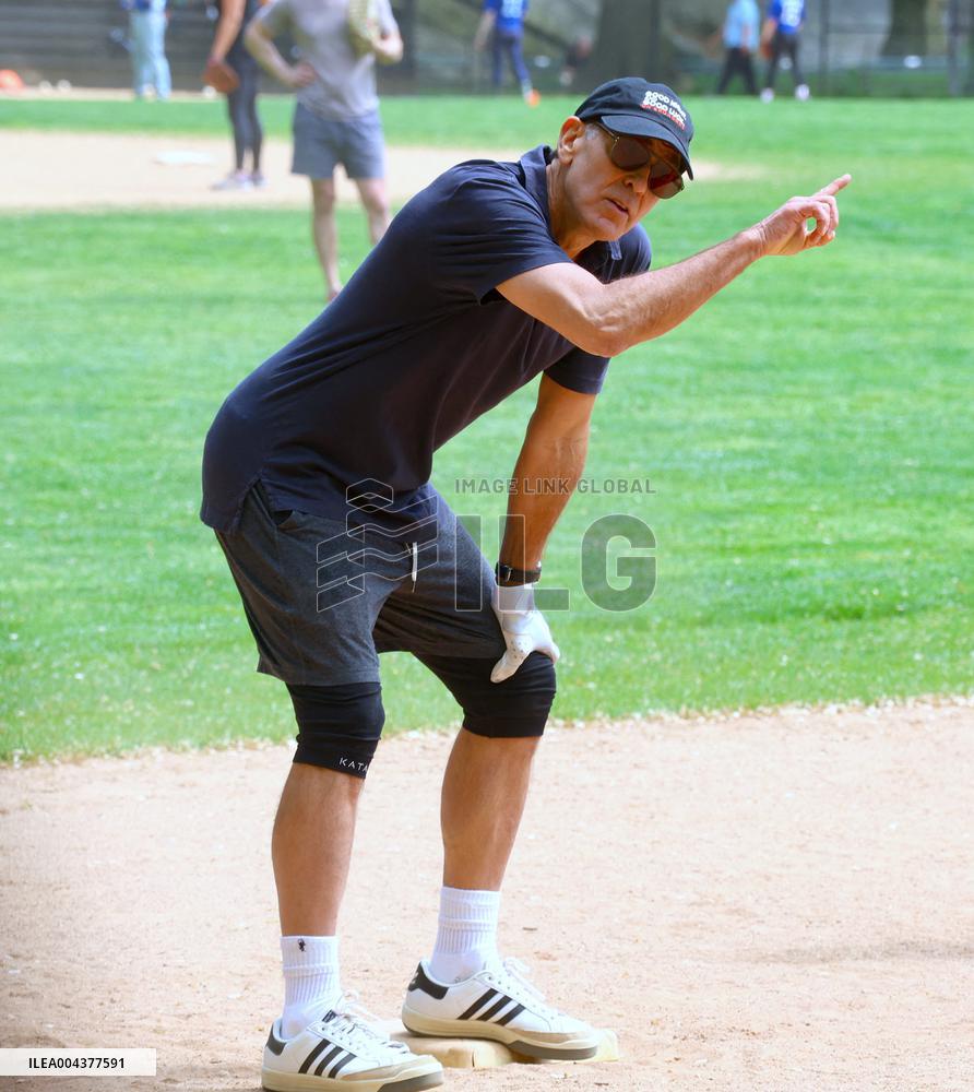 George Clooney Playing Baseball - NYC