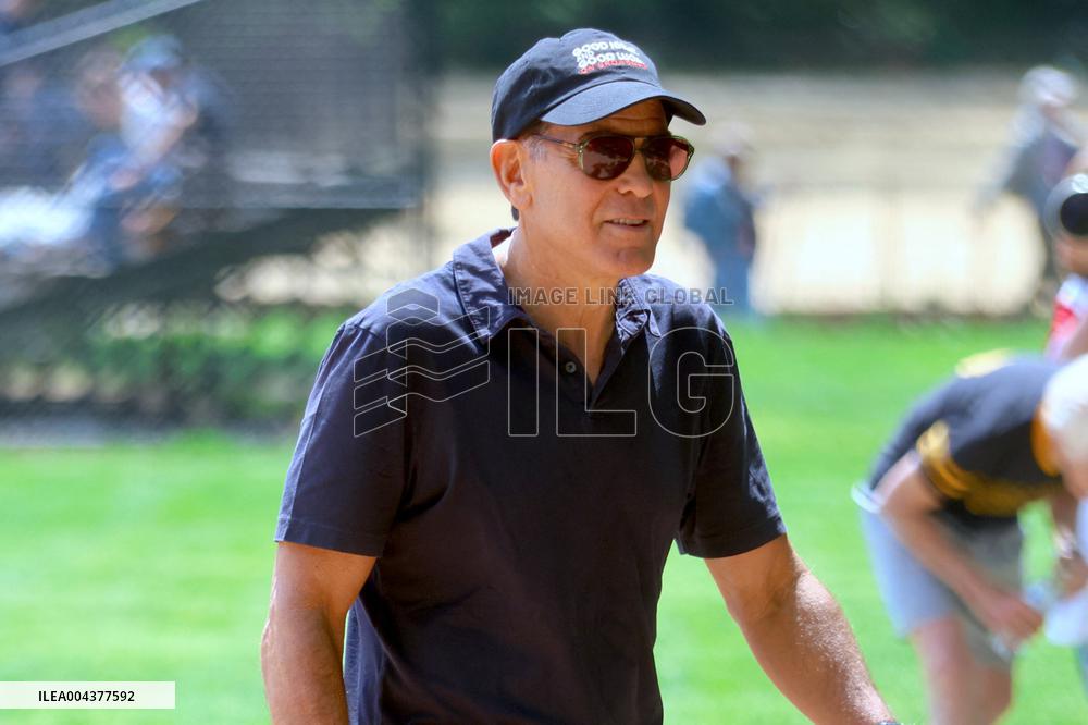 George Clooney Playing Baseball - NYC