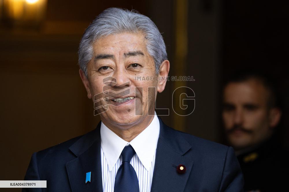 Japanese Foreign Affairs Minister arrives for a meeting at Matignon - Paris