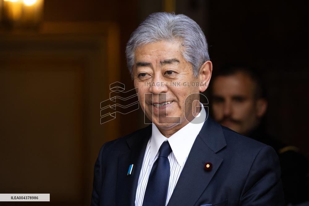 Japanese Foreign Affairs Minister arrives for a meeting at Matignon - Paris
