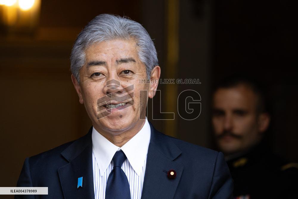 Japanese Foreign Affairs Minister arrives for a meeting at Matignon - Paris