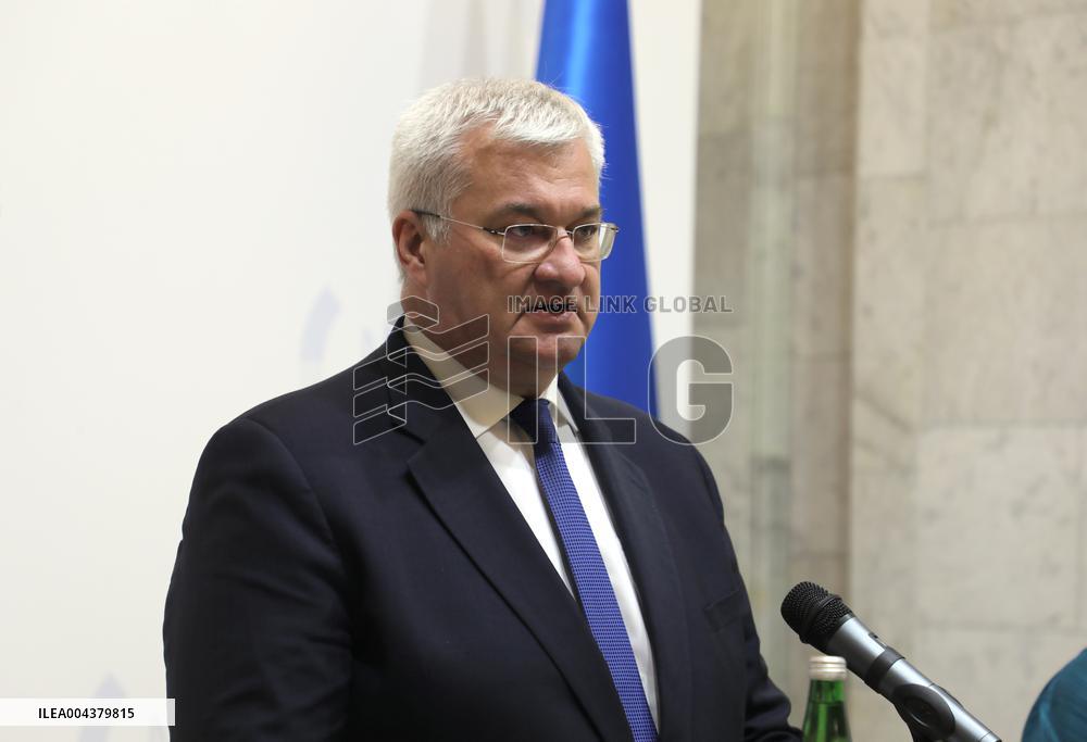 Press conference of Andrii Sybiha, Xavier Bettel and Yuriko Backes in Kyiv