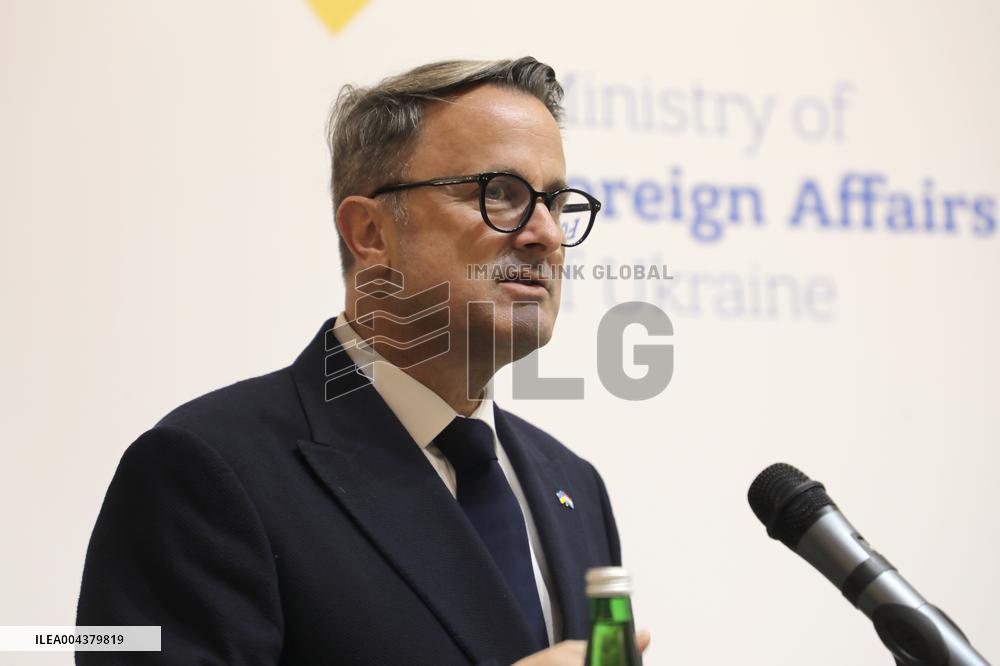 Press conference of Andrii Sybiha, Xavier Bettel and Yuriko Backes in Kyiv
