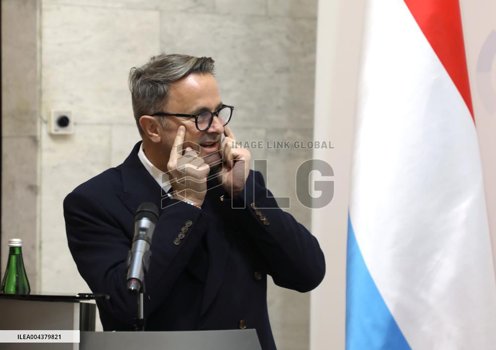 Press conference of Andrii Sybiha, Xavier Bettel and Yuriko Backes in Kyiv