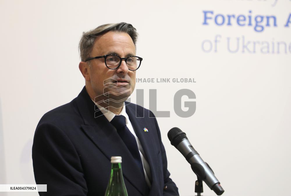 Press conference of Andrii Sybiha, Xavier Bettel and Yuriko Backes in Kyiv