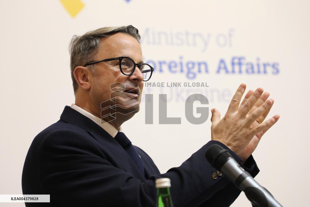 Press conference of Andrii Sybiha, Xavier Bettel and Yuriko Backes in Kyiv