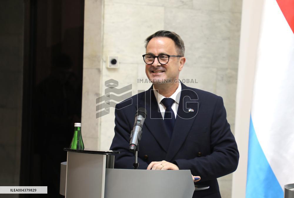 Press conference of Andrii Sybiha, Xavier Bettel and Yuriko Backes in Kyiv