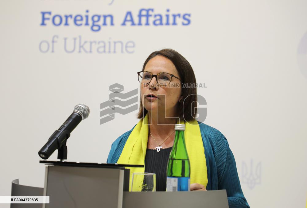 Press conference of Andrii Sybiha, Xavier Bettel and Yuriko Backes in Kyiv