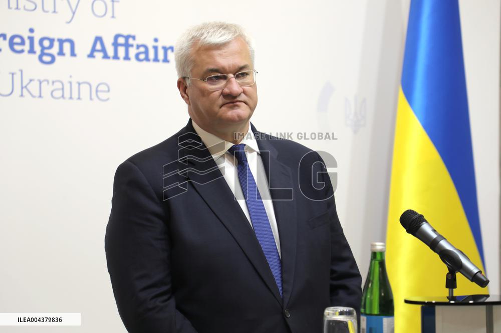 Press conference of Andrii Sybiha, Xavier Bettel and Yuriko Backes in Kyiv