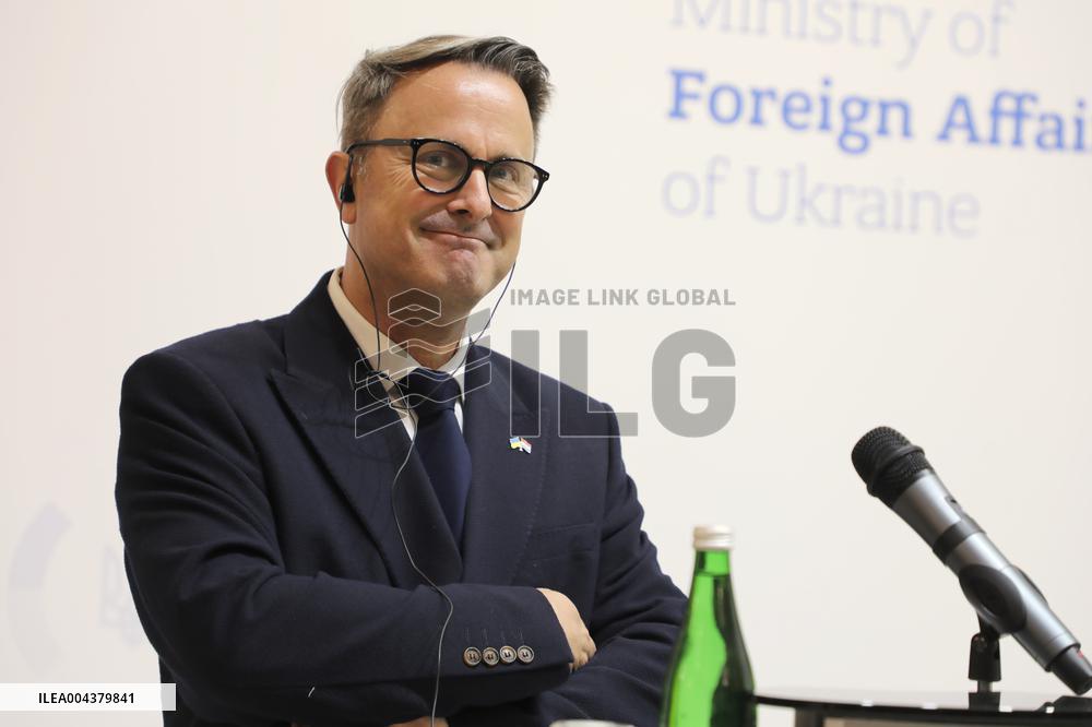 Press conference of Andrii Sybiha, Xavier Bettel and Yuriko Backes in Kyiv