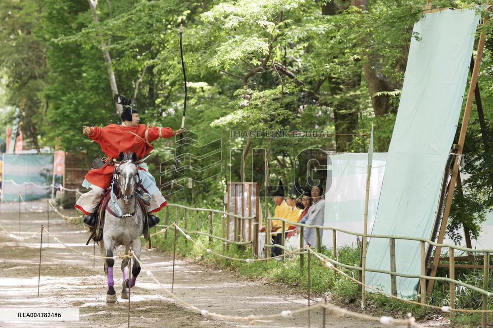 "Yabusame" mounted archery rite at Kyoto shrine