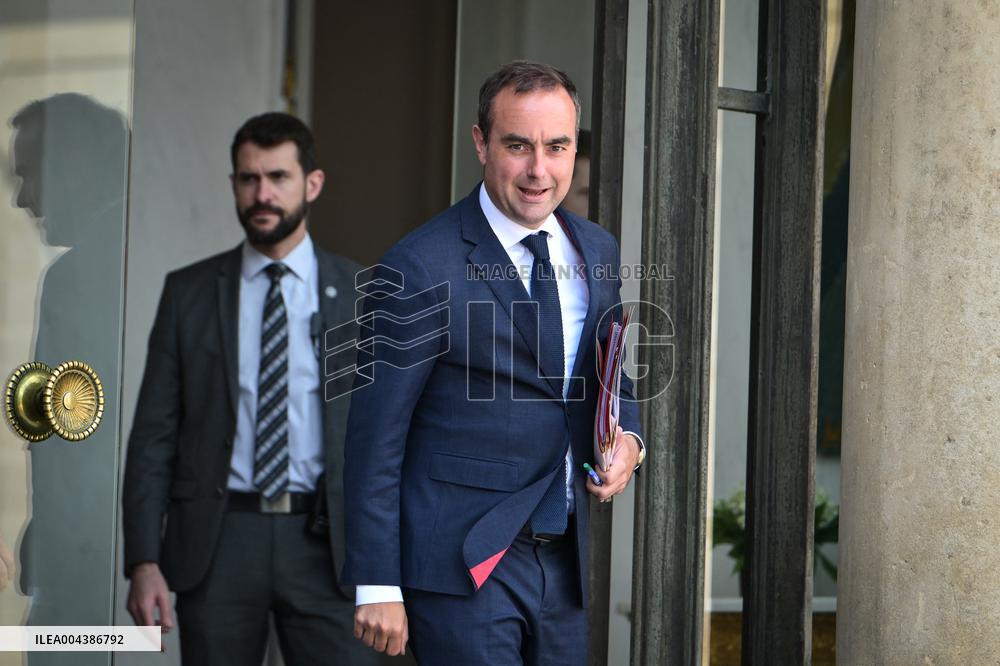 French Minister for the Armed Forces Sebastien Lecornu exits the Elysee FA